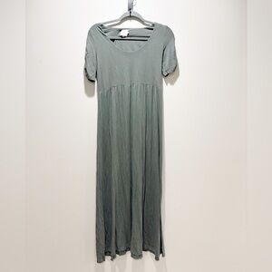 The Nines by Hatch Olive Green Scoop-Neck Maxi T Shirt Comfy Casual Dress S